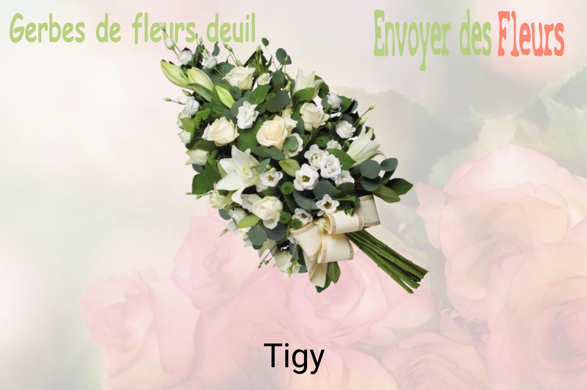 Gerbe de fleurs de deuil livrée à Tigy